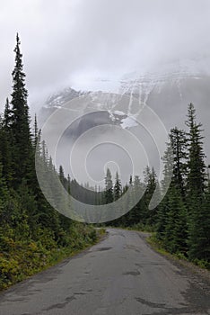 Clouds over Mount Edith Cavell in Canadian Rockies