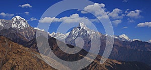 Clouds over mount Machapuchare