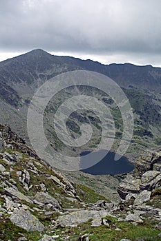 Clouds over the mountain peak