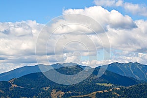 Clouds over mountain peaks