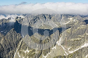 Clouds over the mountain peaks