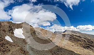 Clouds over mountain ridge in Sierra Nevada, Granada