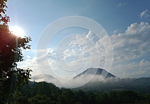 Clouds over the mountains after the rain