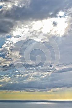 Clouds over ocean horizon