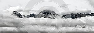 Clouds over Peak Gerlachovsky stit in High Tatras mountains in Slovakia