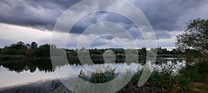 Clouds over the river in the morning