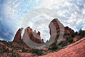 Clouds over Sedona red rock