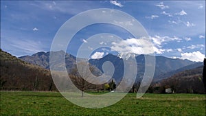 Clouds over snow covered Pic du Canigou, Pyrenees