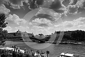 Clouds over world famous Seine river in Paris