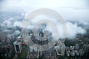 Clouds overlooking Taipei 101 Tower in Taipei on King