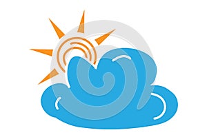 Clouds partly blocking the sun . Flat color icon for apps or website