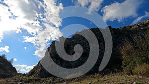 Clouds passing over the ancient city of Thera