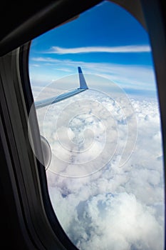 A Clouds from the plane through the window atmosphere egology travel