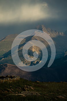 Clouds and Rain Engulf Longs Peak In Evening Storm