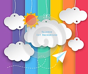 Clouds and rainbow sky background