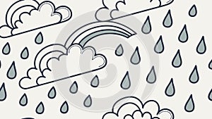 Clouds and Raindrops Weather Pattern, vector design Generative AI