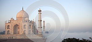 Clouds reach the Taj Mahal in India