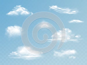 Clouds realistic isolated vector illustration set