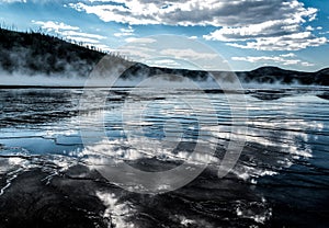 Clouds Reflected in Grand Prismatic Spring - Yellowstone National Park