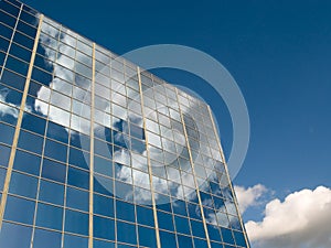 Clouds reflected in windows