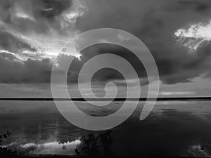 Clouds reflections in black and white