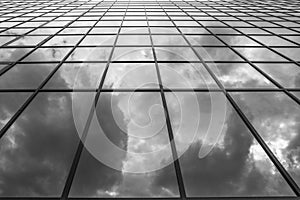 Clouds reflections in a glass building