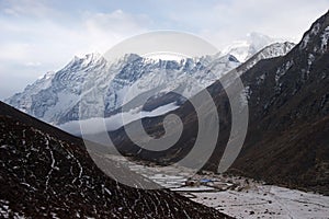 Clouds rising up a mountain valley, Himalaya, Nepal