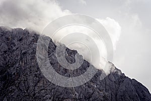 Clouds, rock mountain texture background, copy space, Julijske Alpe, Alpi Giulie, Julian Alps, Slovenia Slovenija