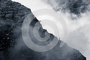 Clouds rolling over Table Mountain in Cape Town, Southafica. This fenomenon is called Tablecloth