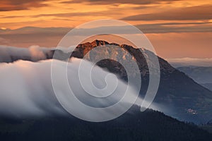 CLouds rolling over Udalaitz mountain Basque Country