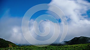 Clouds running over Shiretoko`s natural reserve in Japan