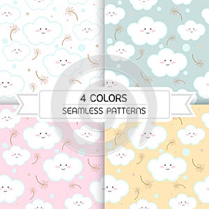 Clouds seamless pattern background, vector illustration.