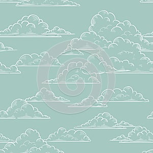 Clouds seamless pattern hand-drawn