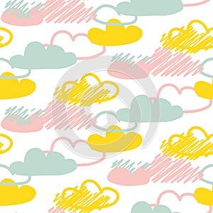Clouds seamless vector baby pattern.
