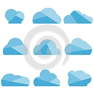 Clouds, set of designer original clouds isolated on a white background. Vector illustration of blue clouds.