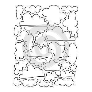 Clouds set. Doodle vector illustration. Isolated on a white background. Clip art