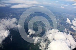 Clouds sky above the earth from airplane