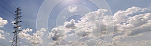 Clouds and sky with electricity pole