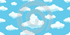 Clouds on sky horizontal seamless pattern.