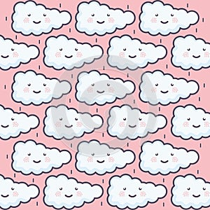 Clouds sky weather kawaii characters pattern photo