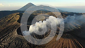 Clouds of smoke on Mount Bromo volcano, Indonesia.