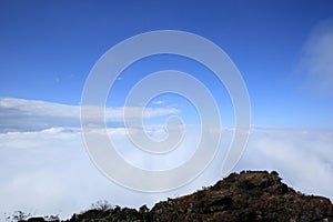 Clouds and snow mountain landscape