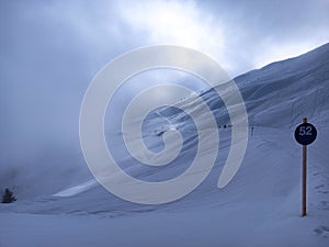 Clouds and snów in Alps mountains