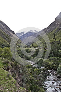 Clouds and stream on the Inca Trail to Machu Picchu. A awesome h