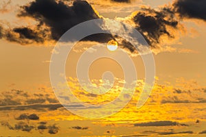 Clouds at the sunset in industrial park photo