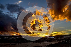 Clouds at sunset in the mountains