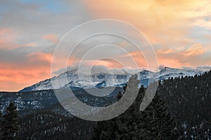 Clouds and Sunset over Pike`s Peak