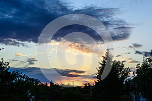 Clouds and sunset over the village in spring8