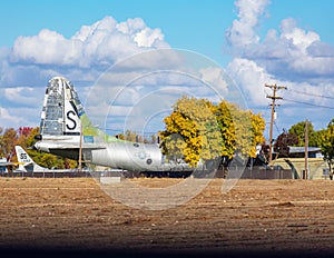 Clouds and the tail of a Plane at Castle Air Museum