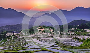 Clouds and terraces at sunrise